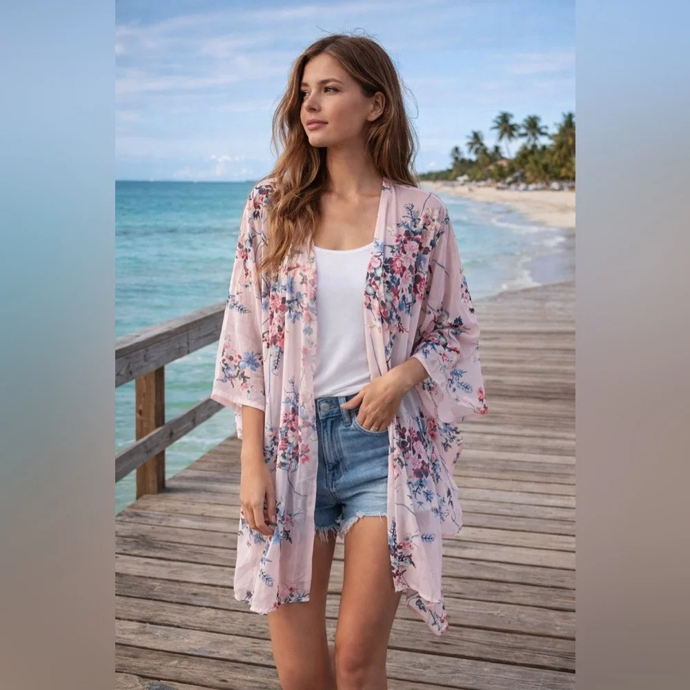 Floral Sheer Kimono NWOT – Oversized Fit (S)